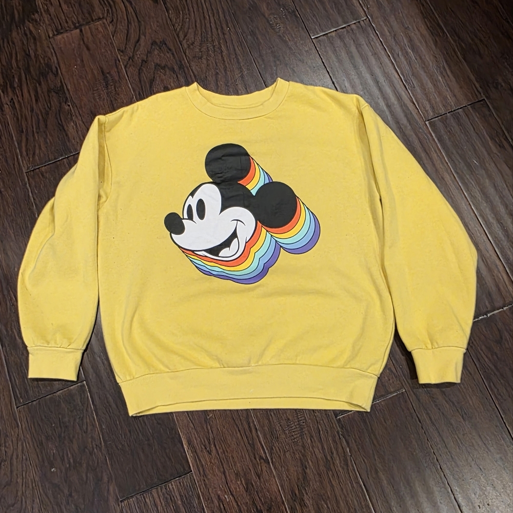 Mickey Mouse Rainbow Sweatshirt Adult Medium Unisex Vintage π’ - Picture 1 of 6